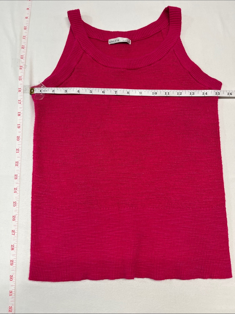 Women's Bright Pink Knit Tank Top casual  beach pool park walk sports 1444 - Picture 3 of 3